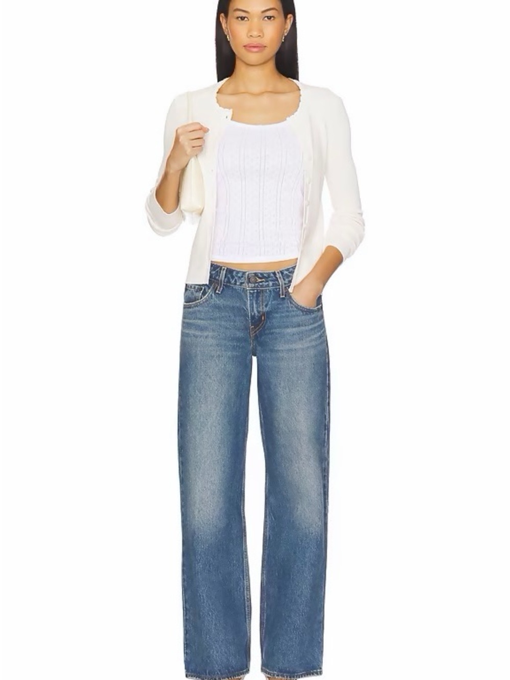 Levi's Premium Low Loose Jeans in Medium Blue Wash Size 26